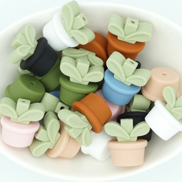Flower Pot *2 & 5 Bead Packs* | Silicone Focal Bead | Spring Bead | DIY craft projects | non-toxic and washable beads