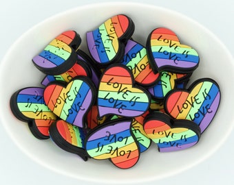 Love is Love *2 & 5 Bead Packs* | Silicone Focal Bead | Pride | LGBTQ | Rainbow Bead | DIY craft projects | non-toxic and washable beads