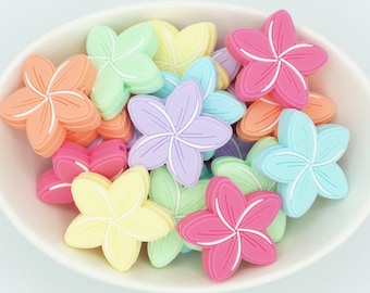 Plumeria Silicone Focal Beads | *2 & 5 Packs, Bead Mix* | Pen, Keychain and Craft Bead