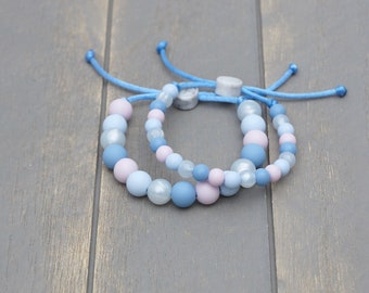 Adjustable Silicone Bracelet (Snow Angel) | 6mm or 9mm Beads| Kids & Adults