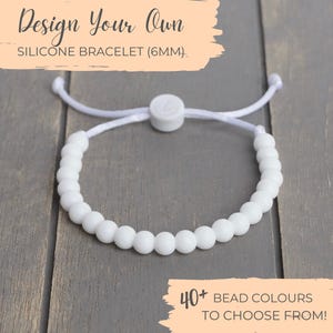 Verstellbares 6 mm Silikonperlenarmband (Wunschfarben) | waschbar und sehr leicht | ungiftige Perlen | Kinder & Erwachsene | sensorische | benutzerdefiniert
