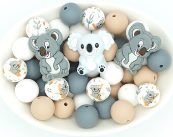 Koala Silicone Bead Mix | 25 Pack Craft Beads | 15mm/Focal Beads