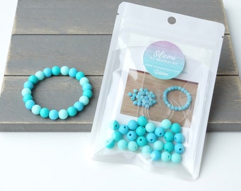 Silicone Bracelet Kit | Ocean Splash | 9 mm or 6 mm Beads | Kids & Adults