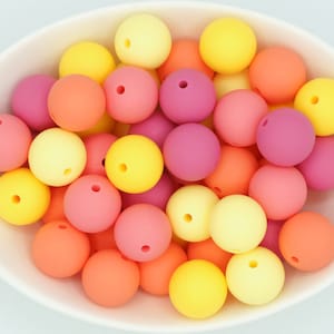 Lemonade 12 mm or 15 mm Silicone Bead Mix | bulk beads | 25 & 50 bead packs | summer colours | non-toxic beads