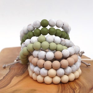 Verstellbares Silikonarmband (Natural Line) | 6 mm oder 9 mm Perlen | waschbar und sehr leicht | Kinder & Erwachsene | unterstützt die geistige Gesundheit