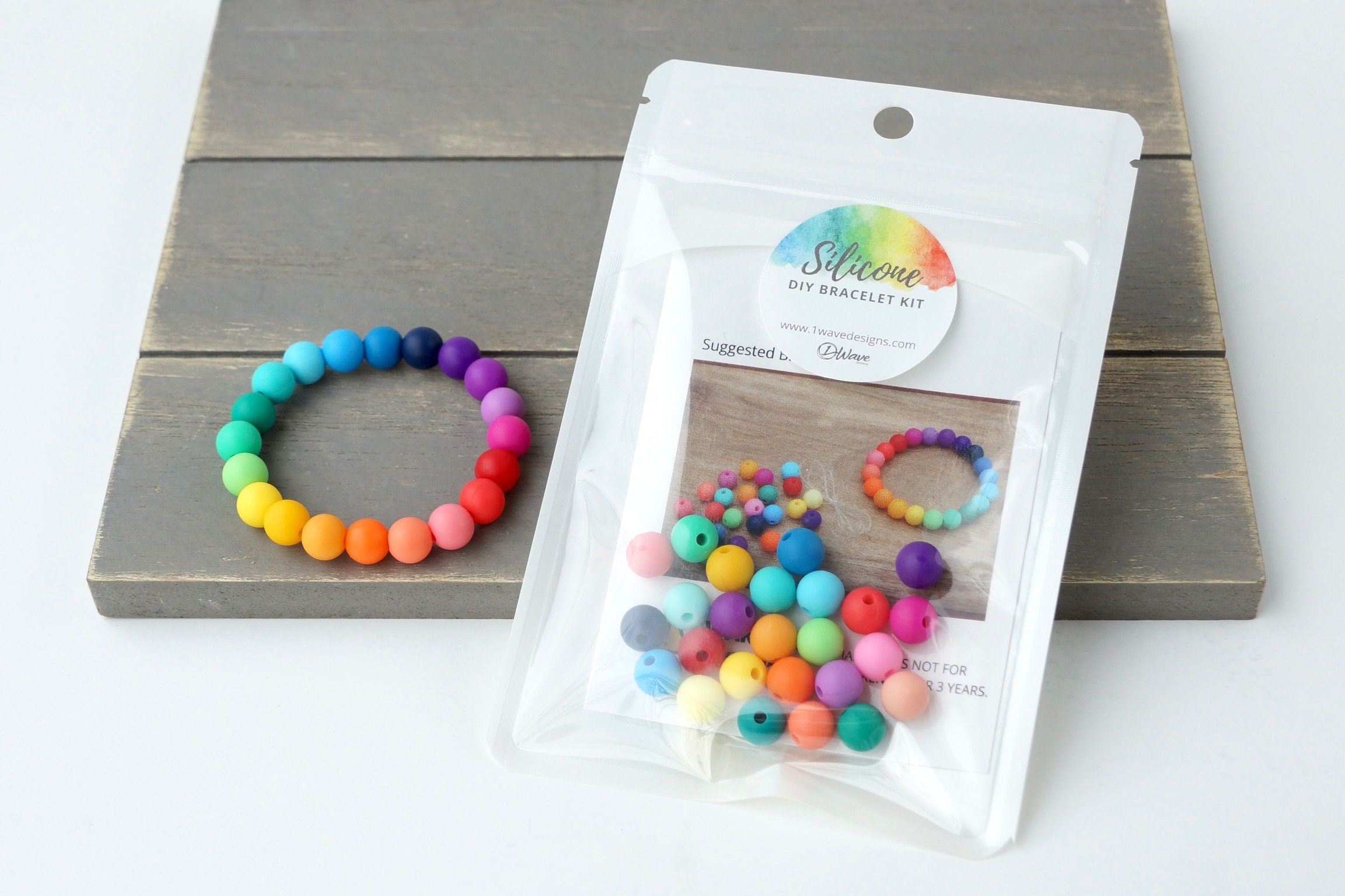 DIY Bracelet Kit Rainbow Silicone Beads Make Your Own Jewellery Craft Party  Favour Kids & Adults Supports Mental Health 
