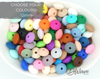 Custom 12 mm Silicone Saucer Bead Pack | 25 bead pack | choose your colours | make your own | non-toxic beads | supports mental health