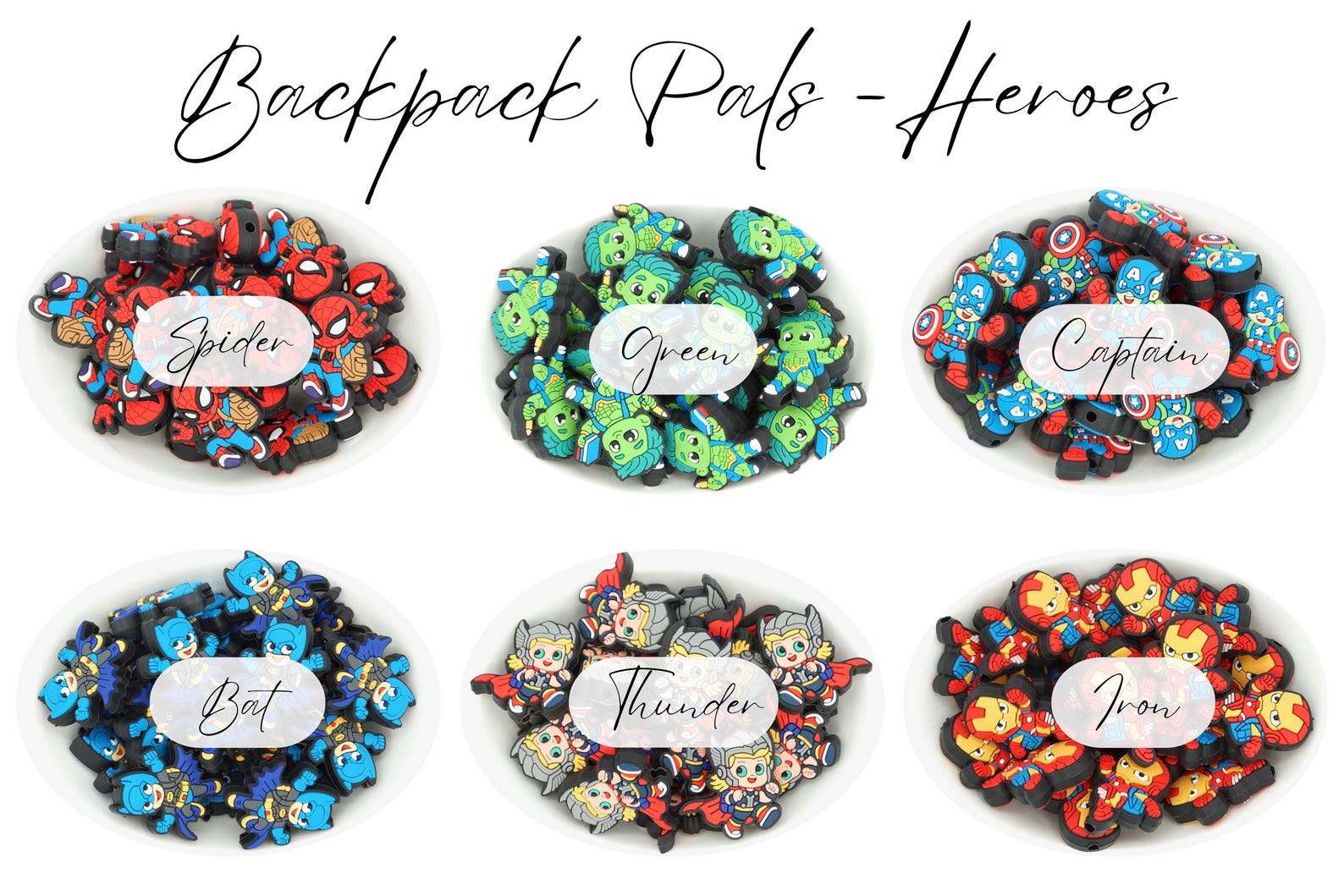 Backpack Pals - Heroes & Stars PVC Focal Beads | *5-packs and Full Sets ...