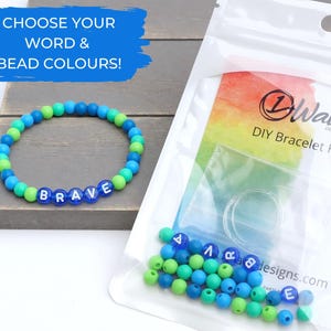 Personalized Silicone DIY Bracelet Kit - Dark Blue translucent letter beads | make your own jewellery | name bracelet |