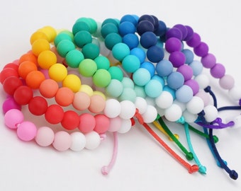 Adjustable Silicone Bracelet (Ombre) | 6 mm or 9 mm beads | washable and lightweight | kids & adults | supports mental health
