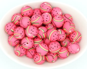Watermelon Silicone Print Bead l *10 Bead Pack* | 15 mm