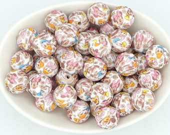 Mouse & Friends Silicone Print Bead l *5 Bead Pack* | 15 mm