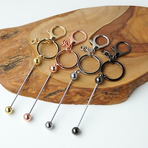 Beadable Keychain | Metal Keychain | Keyring and Clasp | Beaded Craft | Beadable Bar