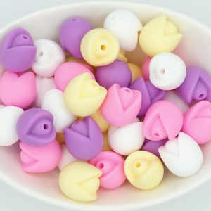 Tulip Bead *2 & 5 Perlenpackungen* | Silikon-Fokalperle | Blumenperle | DIY Bastelprojekte | ungiftige und waschbare Perlen
