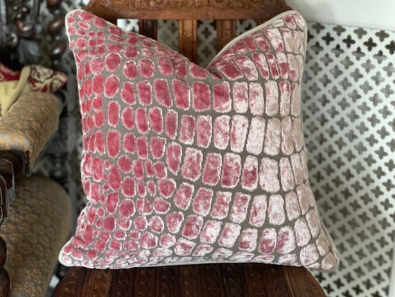 Designers  Guild Fabric Pillow Nabucco Blush/Rose  Piped in  Velvet Size as chosen