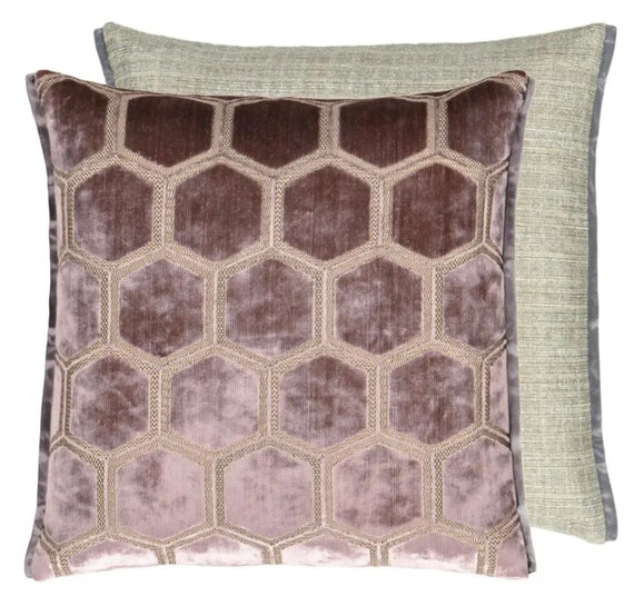 Designer Guild Fabric Manipur Expresso/Amethyst 43x43cm cushion cover