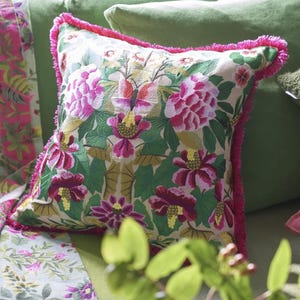 Designers Guild damask Ikebana Fuschia/Cameo  Embroidered Cushion Cover  50x50cm