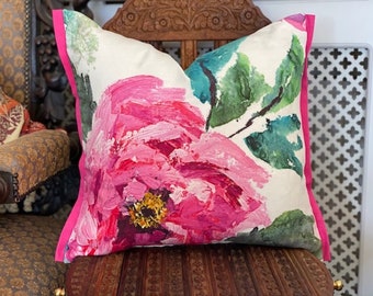 Designers Guild Fabric, Cushion cover Shanghai Garden  Peony,Floral Linen, Pink Pillow