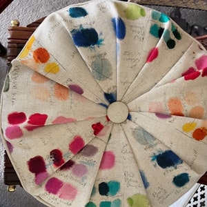 Designers Guild John Derian Mixed Tones Canvas round 15" cushion piped with insert Handmade to Order