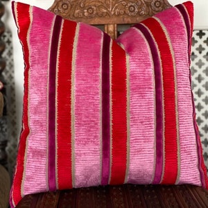 Designers  Guild  Fabric Piomba  Peony  Cut  Velvet Stipes  Pillow/ Bolster  Cover