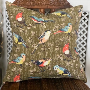 Cath Kidston Birds Cushion cover in Brown colourway reverse in light brown velvet