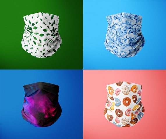 Neck Gaiter Face Mask - Breathable Bandana Face Covering for women and men - Washable Seamless Colourful