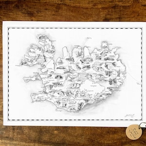 Impresión en lienzo A2 Mapa de Islandia 2022 impresión artística