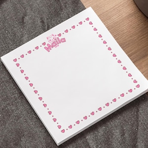 Kawaii Cat and Hearts Post-it® Notes Pads | Custom Sticky Memo Pad | Cute Kitty Stationery Set, Adorable Animal Office Supplies Personalized