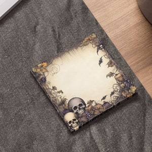 Creepy Skulls, Bats, and Leaves | Dark Academia Note Pad | Sticky Note Cute | 3x3 Sticky Note | Fall Sticky Note | Spooky Stationary