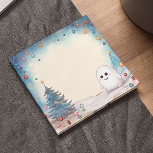 Spooky Cute Ghost Sticky Notes | Christmas Ghost Stationary | Spooky Cute Spirit | 3x3 sticky note | Memo Pad | Holiday Desk Accessories afbeelding 1