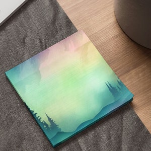 Northern Lights | Watercolor Aurora Borealis | Sticky Notes Notepad | Night Sky Stationery | Celestial Bodies | Stargazing Astronomy