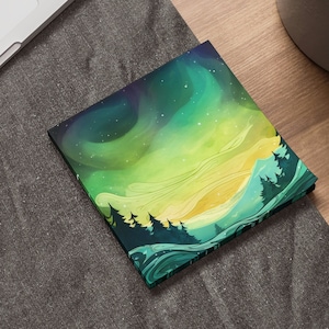 Nordlichter | Aquarell Aurora Borealis | Sticky Notes Notizblock | Nachthimmel Briefpapier | Himmelskörper | Sternenhimmel Astronomie