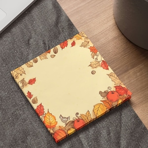 Fall Stationery | Halloween Post-it® Notes | Pumpkins Leaves | Sticky Notebook | Adhesive Notes Autumn theme | Fall Home Decor Office |
