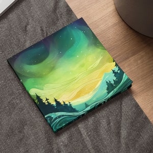 Northern Lights | Watercolor Aurora Borealis | Sticky Notes Notepad | Night Sky Stationery | Celestial Bodies | Stargazing Astronomy