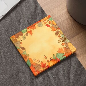 Fall Stationery | Halloween NotePad | Pumpkins Leaves | Fall Colors | Adhesive Notes Autumn theme | Fall Home Decor Office |  Post-it® Notes