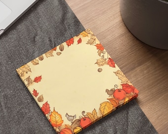 Fall Stationery | Halloween NotePad | Pumpkins Leaves | Sticky Notebook | Adhesive Notes Autumn theme | Fall Home Decor Office | Halloween