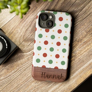Christmas Polka Dot Custom Phone Case  for iPhone 15 Pro Max, 14 Plus, 13, 12, 11, XR, XS & Samsung S23, S22, A54, A53, Pixel 8, 7
