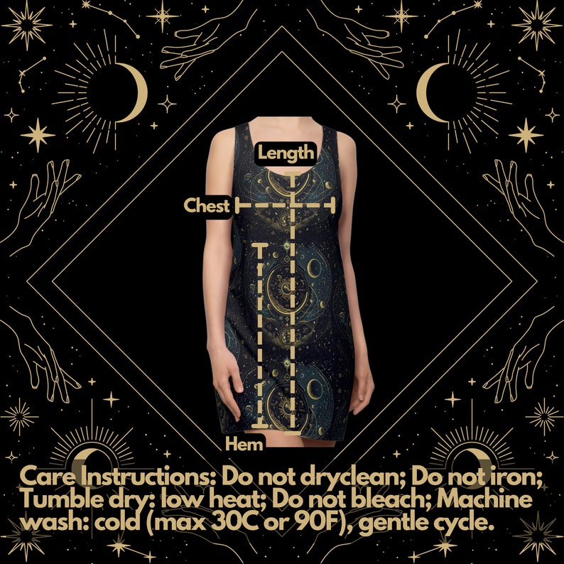 Celestial Dress for Women | Witchy Dress for Women | Sun and Moon Clothes | Women's Racerback Dress | Witchy Gothic Dress | Cottagecore image 5