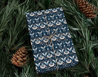 Scandinvaian Scandi Gift Wrap | Wrapping Paper Roll | Gift Wrap Papers | Folk Art Pattern