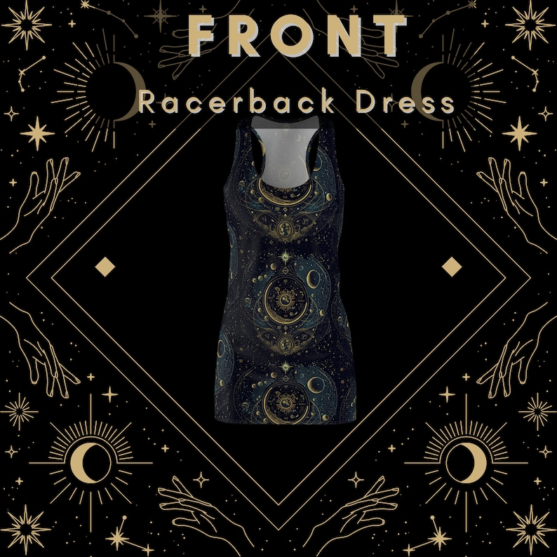 Celestial Dress for Women | Witchy Dress for Women | Sun and Moon Clothes | Women's Racerback Dress | Witchy Gothic Dress | Cottagecore image 3