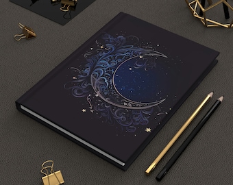 Celestial Moon Journal | Hardcover Journal Lined | Matte Finished Journal | Hardcover Journal Spiritual | Hardcover Journal Aesthetic |