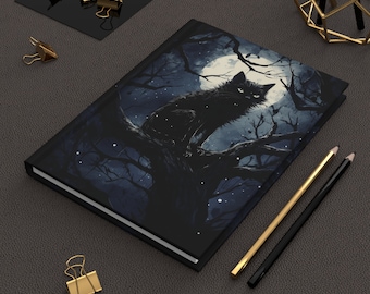 Mystical Black Cat Hardcover Journal Matte | Black Cat Lover | Black Cat Notebook | Witchy Cat Journal | Diary Notepad | Witches Familar