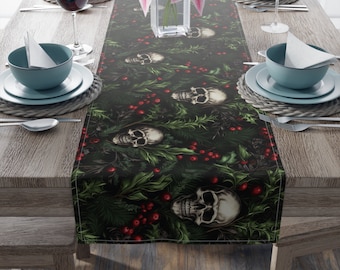 Gothic Christmas Decor | Skull Table Runner | Goth Home Decor | Coffee Table Runner | Dark Academia Christmas | Dining Room Table Decor