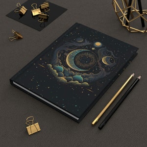 Hardcover Journal Matte : Celestial Moon Journal | Hardcover Journal Lined | Hardcover Journal Spiritual | Hardcover Journal Aesthetic