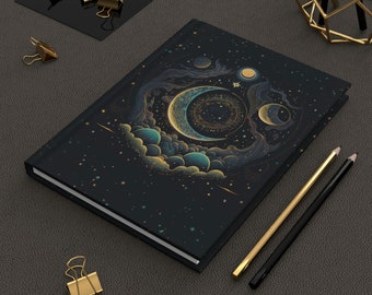 Hardcover Journal Matte : Celestial Moon Journal | Hardcover Journal Lined | Hardcover Journal Spiritual | Hardcover Journal Aesthetic