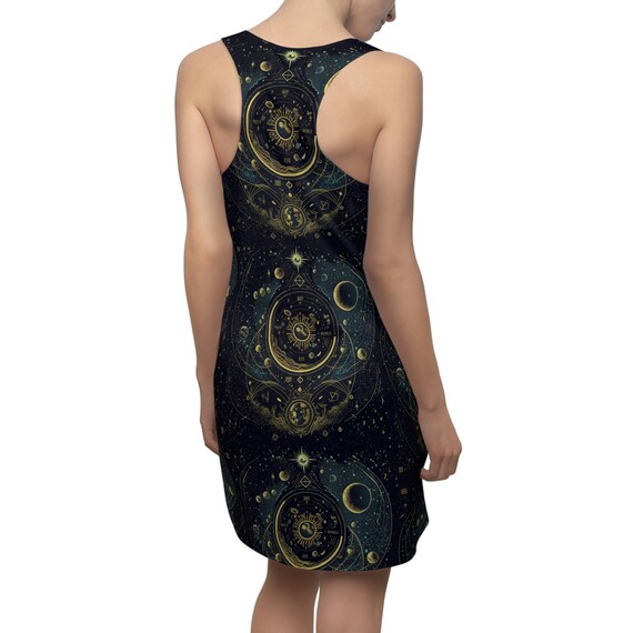 Celestial Dress for Women | Witchy Dress for Women | Sun and Moon Clothes | Women's Racerback Dress | Witchy Gothic Dress | Cottagecore