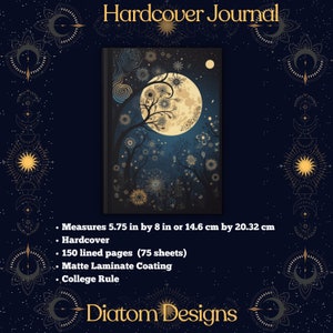 Celestial Moon Journal | Hardcover Journal Lined | Matte Finished ...