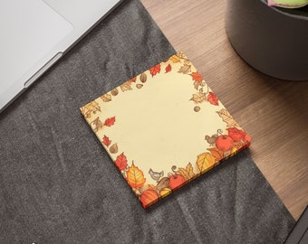 Fall Stationery | Halloween NotePad | Pumpkins Leaves | Sticky Notebook | Adhesive Notes Autumn theme | Fall Home Decor Office | Halloween