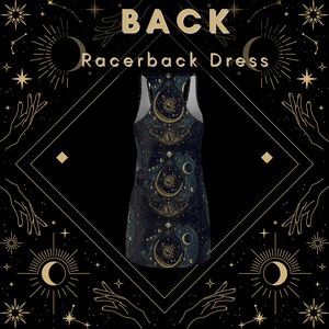 Celestial Dress for Women | Witchy Dress for Women | Sun and Moon Clothes | Women's Racerback Dress | Witchy Gothic Dress | Cottagecore image 2