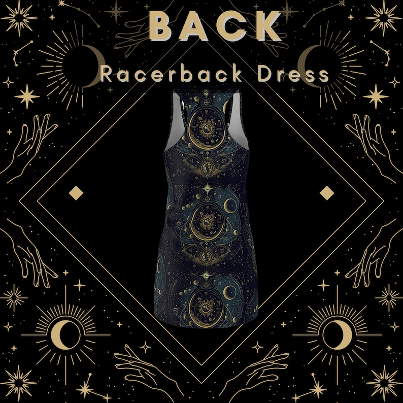 Celestial Dress for Women | Witchy Dress for Women | Sun and Moon Clothes | Women's Racerback Dress | Witchy Gothic Dress | Cottagecore image 2